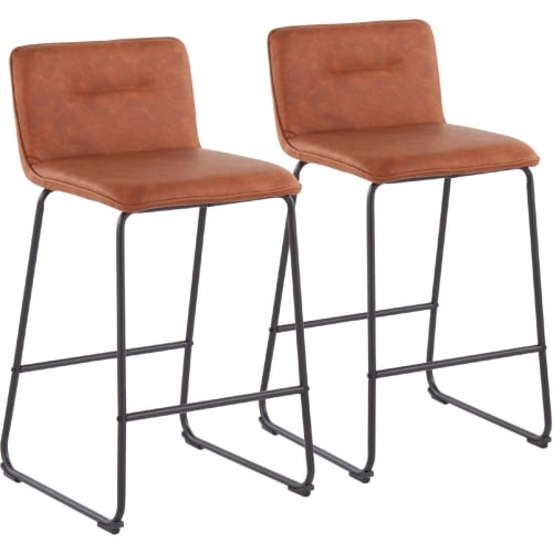 Casper 26" Counter Stool in Camel Leatherette & Black Metal (Set of 2)